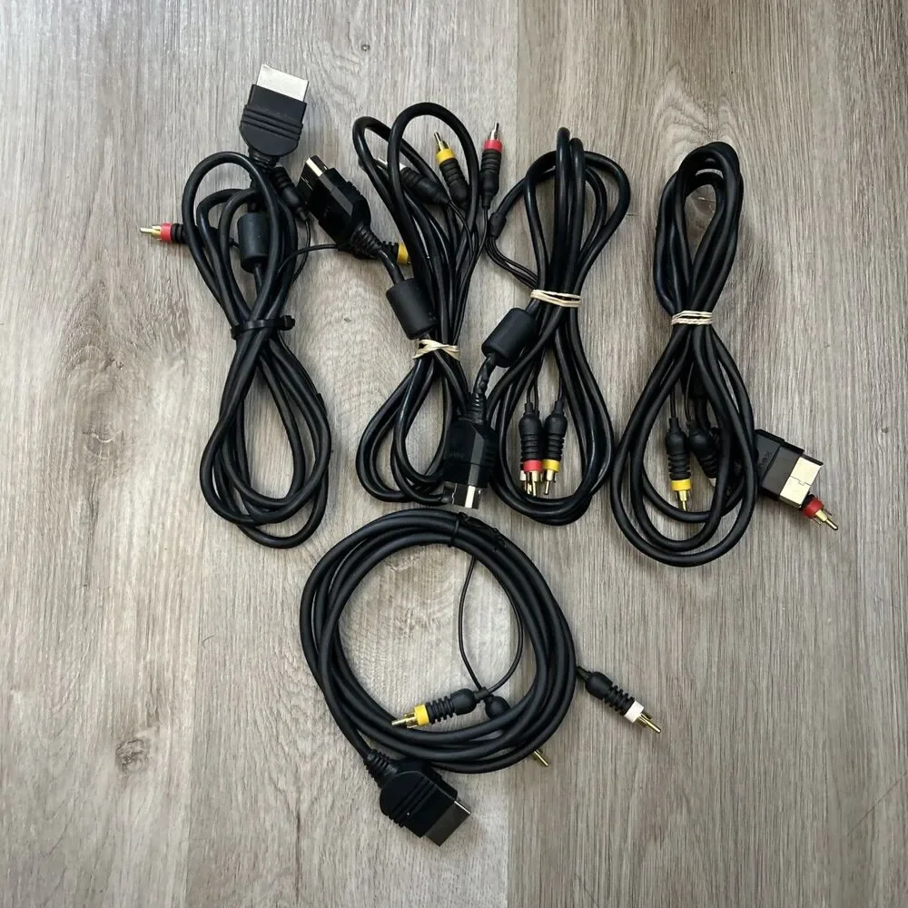 Original Xbox RCA AV Video Cable Lot of 5 Official Authentic OEM Cords Tested